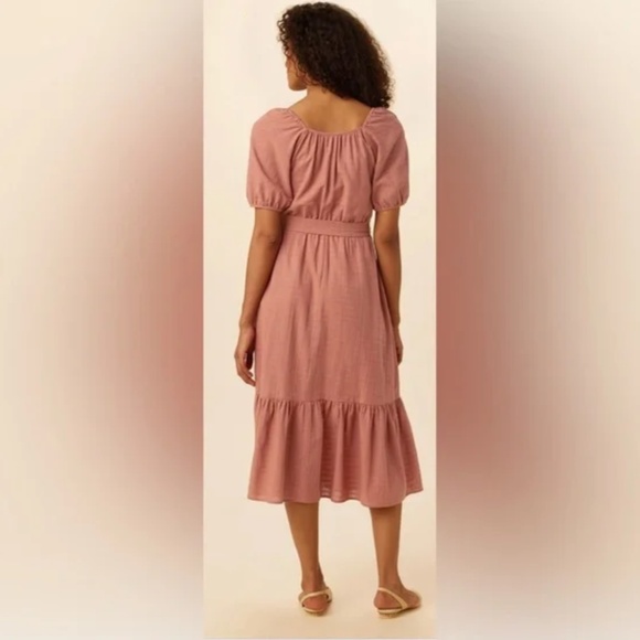 Amour Vert Michelle 100% Organic Cotton Midi Dress Size XL Made in USA Carnelian - Picture 6 of 7